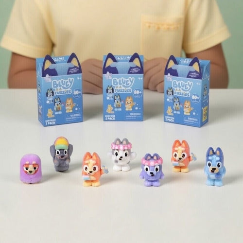 Bluey Fuzzies Surprise 2 Pack Flocked Figures 3 Pack Bundle mystery collectibles