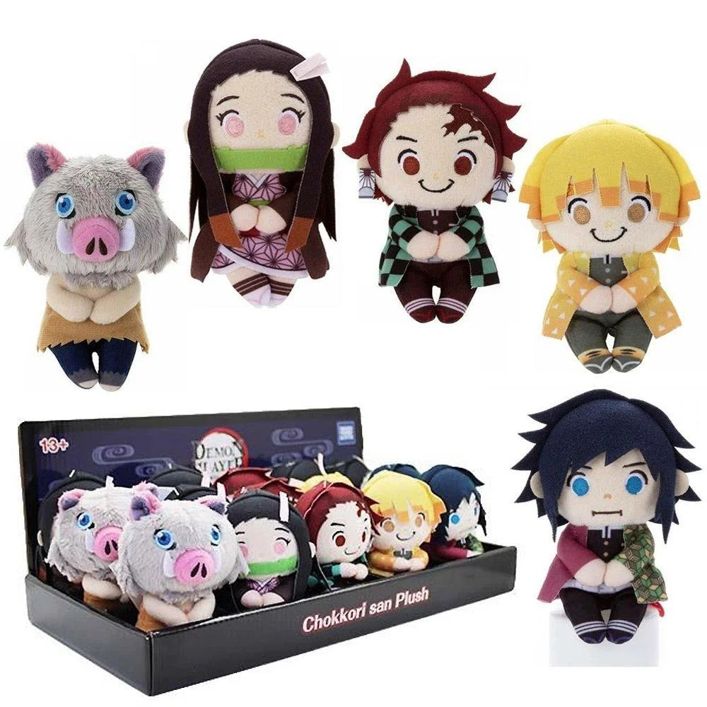 Demon Slayer Kimetsu no Yaiba Chokkori san Mini Plush Collection All 5 Character Bundled Set -  Nezuko, Giyu, Inosuke, Zenitsu, Tanjiro, Collectible Anime Figures