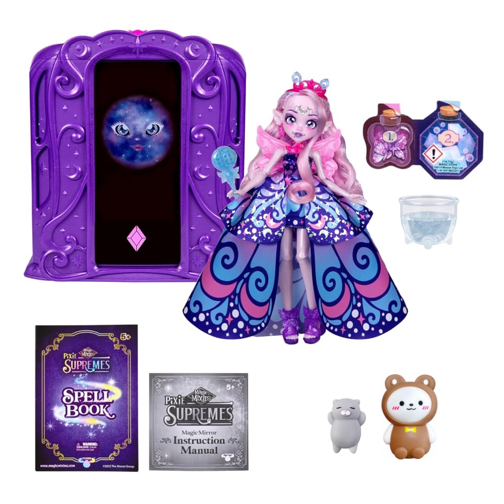 Magic Mixies Pixie Supremes Talking Magic Mirror - Luna The Butterfly Pixie Supreme 10.5" Fashion Doll Gift Bundled Set