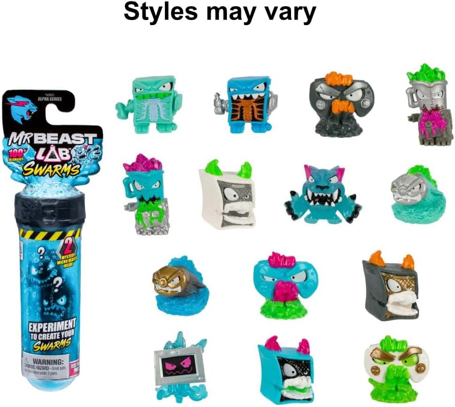 Mr. Beast Lab Mutators 5.5 Inch Collector Mutation Chamber Metallic Panther With 2 Mystery Micro Beasts Swarms Mystery Collectable Figure Gift Bundled Set