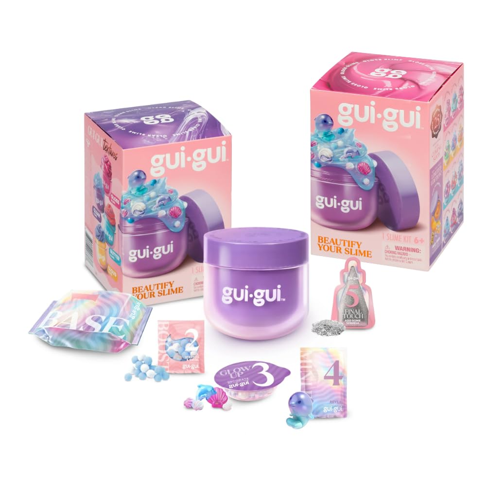 GUI GUI Surprise Slime Kit 2-Pack Bundled Gift Set (Gloss & Clear Slimes) 5-Step Customizable and Reusable Slime Kit, Collectable Mini Figures, Fun for Kids & Teens Ages 6+