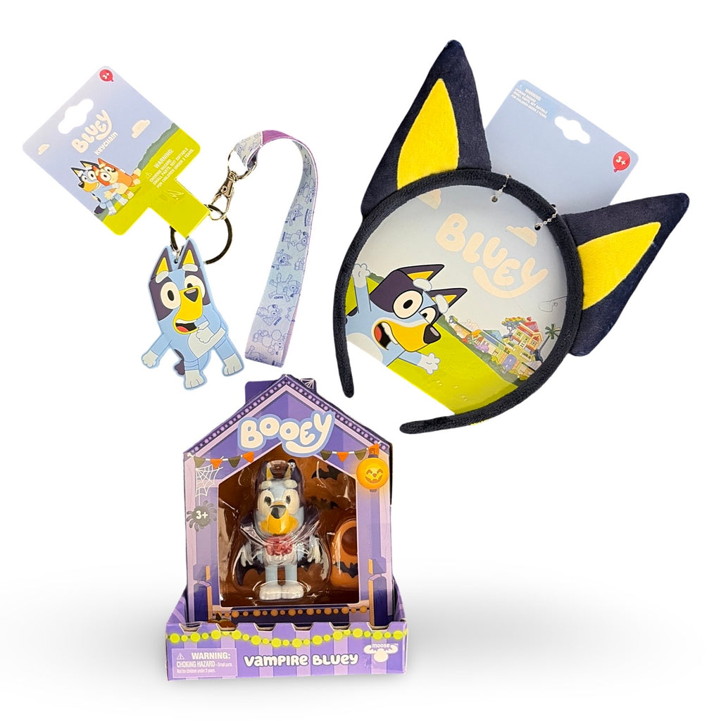 Bluey Halloween Special Booey Collectable Bluey Character Figure With Bluey Character Headband and Bluey Lanyard Bundled Gift Set