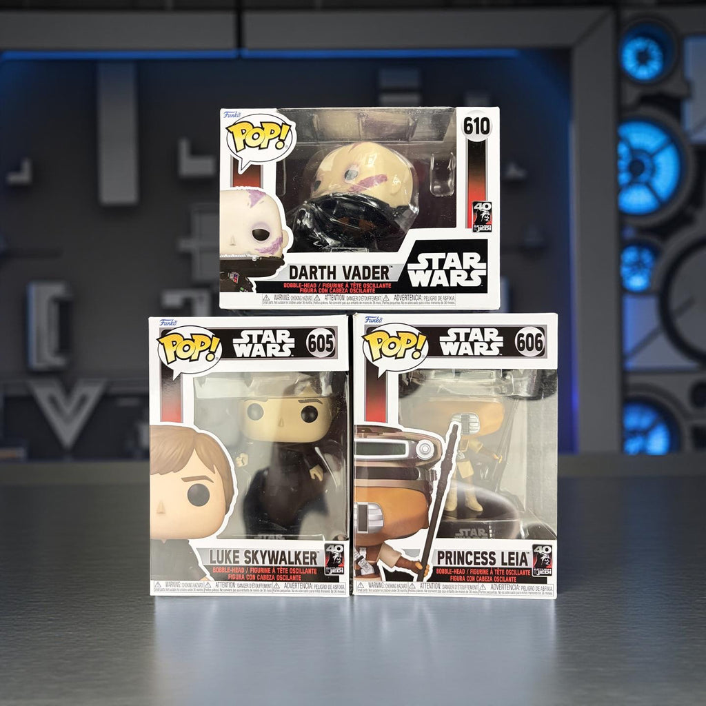 Funko POP! Star Wars: Return of the Jedi 40th Anniversary 3-Pack Bundled Set - Darth Vader, Luke Skywalker, Princess Leia
