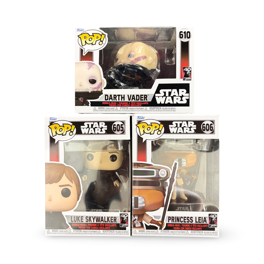 Funko POP! Star Wars: Return of the Jedi 40th Anniversary 3-Pack Bundled Set - Darth Vader, Luke Skywalker, Princess Leia