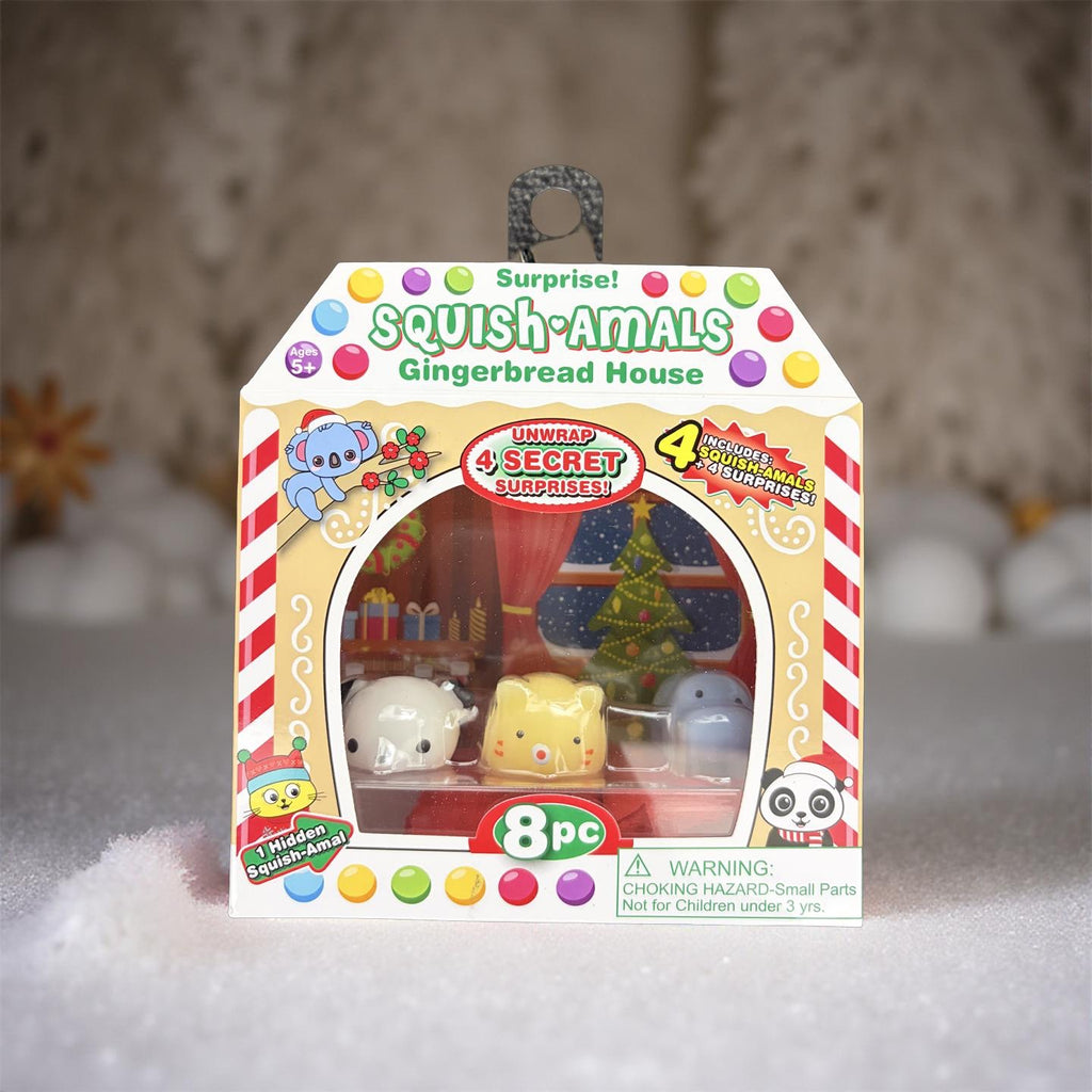 Squish-amals Gingerbread House - Includes 4 Squish-amals and 4 Surprises!