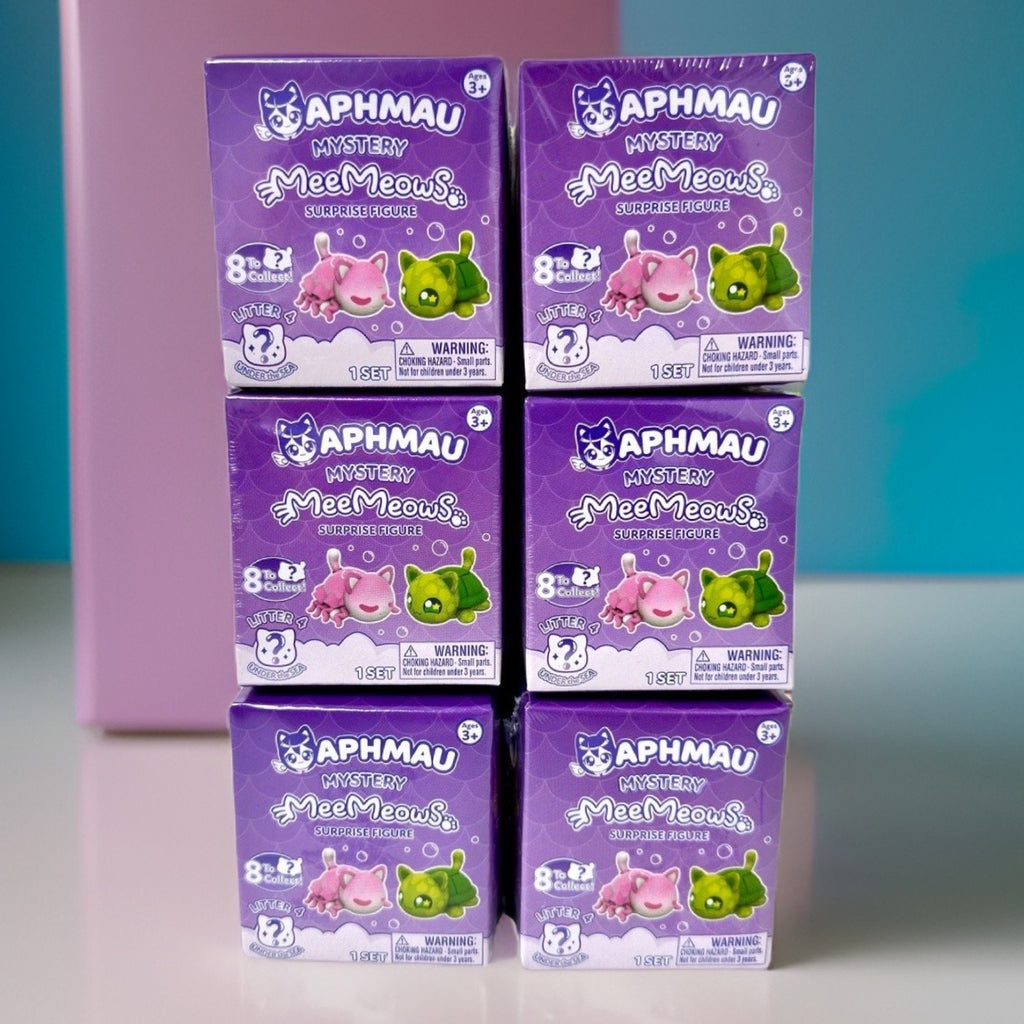 Aphmau Mystery MeeMeows Surprise Figures 6 Pack - 8 Possible Mini MeeMeows Figures to Collect, Under the Sea - Litter 4