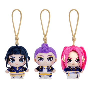 KPop Demon Hunters 4 inch clip-on plush 3-pack by Jazwares with Rumi, Mira and Zoey included