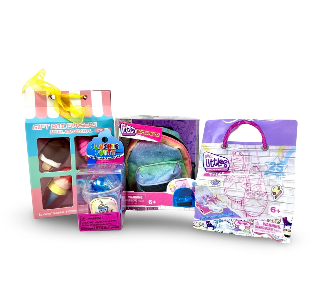 Real littles backpack, sneakers with Increditoyz gift bundled set in white background