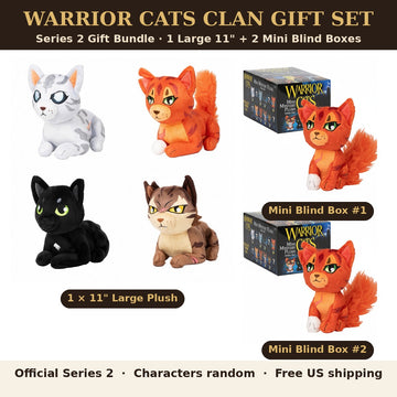 Warrior Cats Clan Gift Set with one 11 inch Large Mystery Plush and two Series 2 Mini Mystery Plush blind boxes